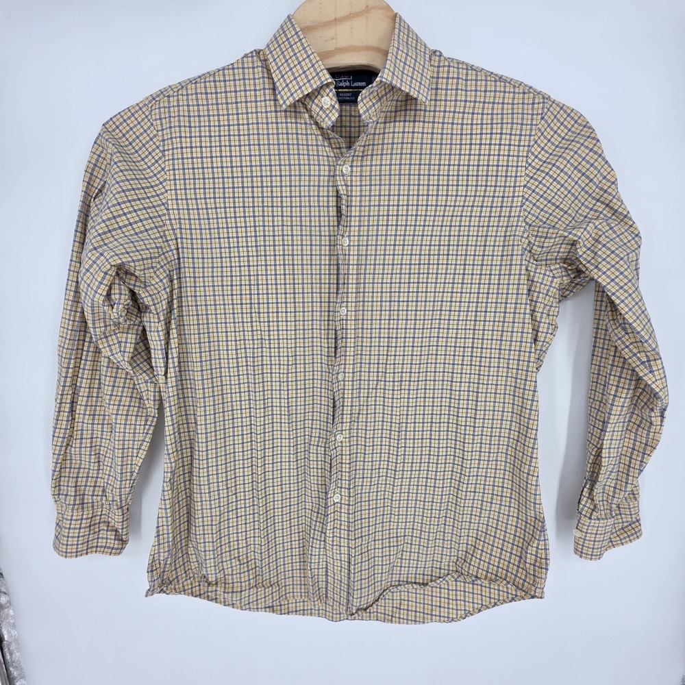 Polo Ralph Lauren Regent Shirt Mens 16.5 34/35 Classic Button Up LS Yello Check